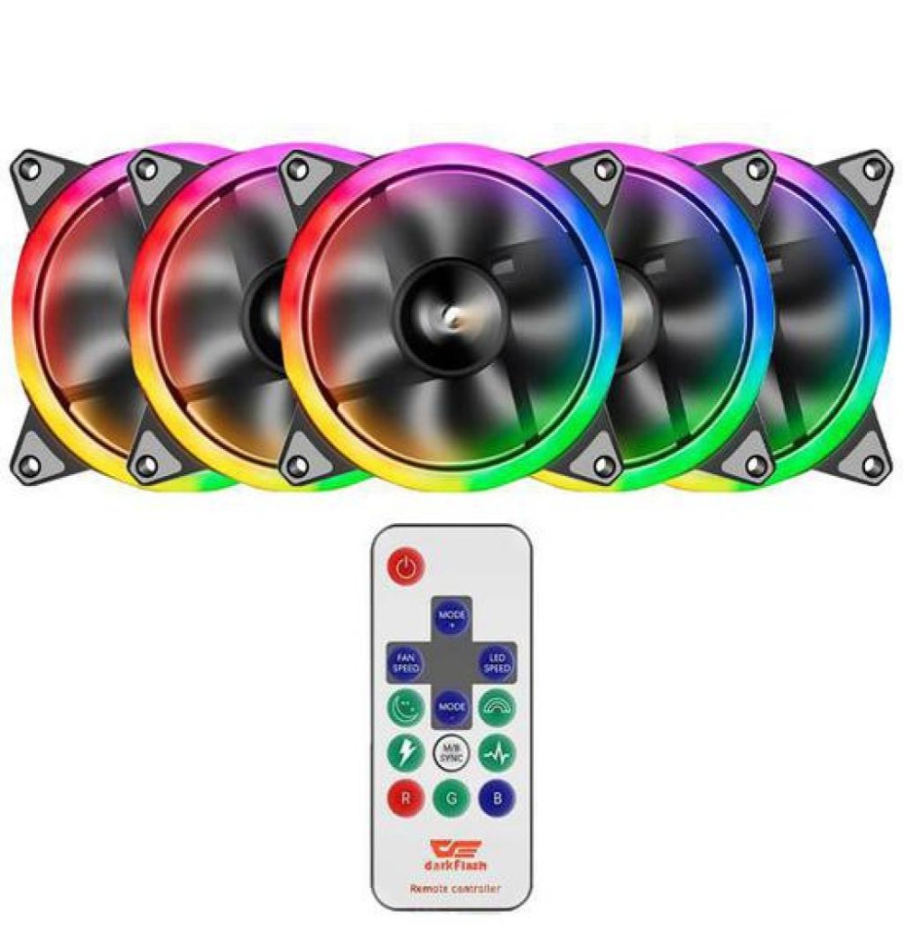 Cooler Gabinete Aigo DR12 RGB Kit C/5 Com Controle Preto