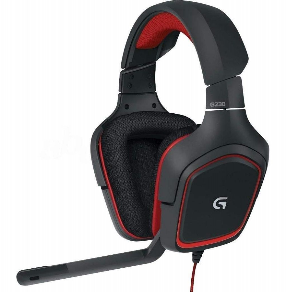 Headset Logitech G230 Stereo Gaming com Microfone Retrátil - Preto/Vermelho