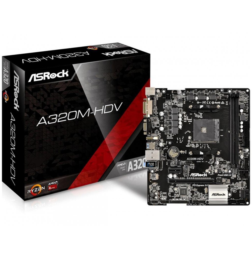 Placa Mae Asrock A320m-hdv Ddr4 Dvi/vga A320m-hdv 