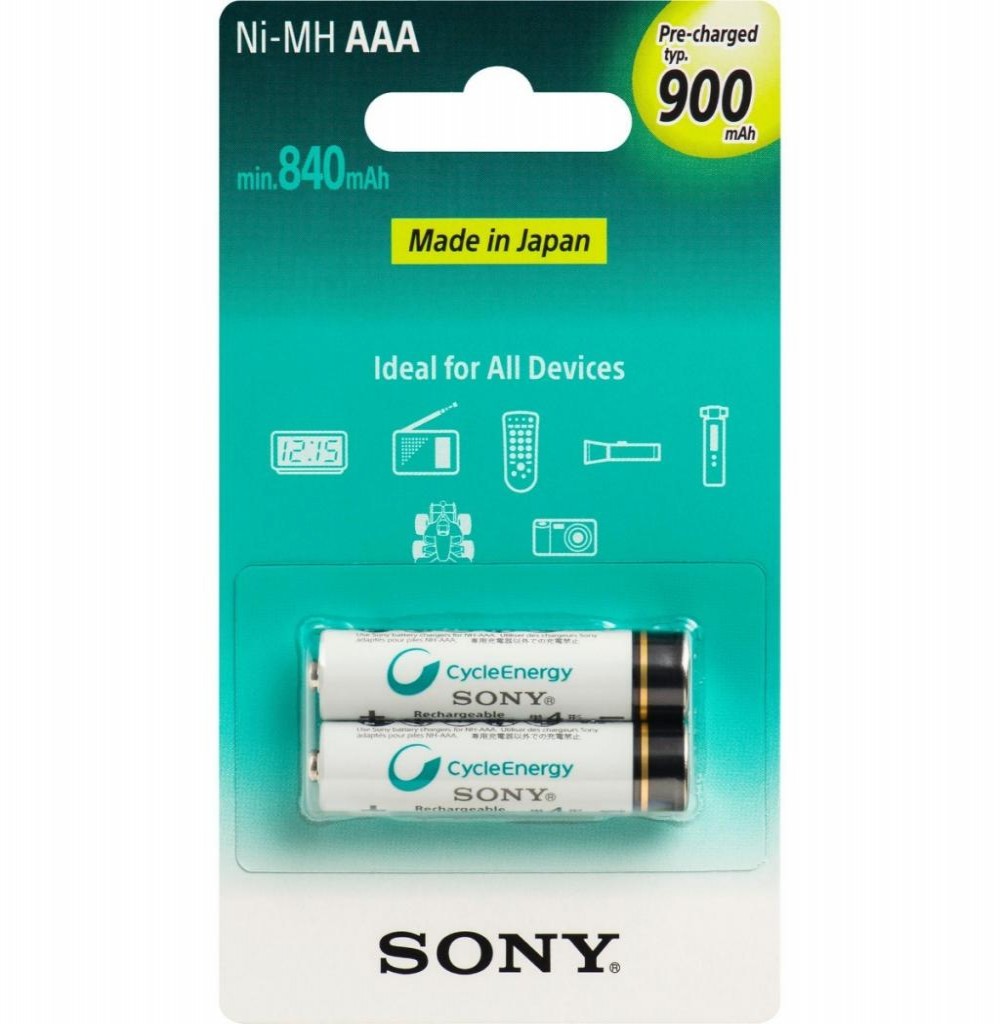 Pilha Recarregável Sony NH-AAA-B2GN 900MAH Com 2