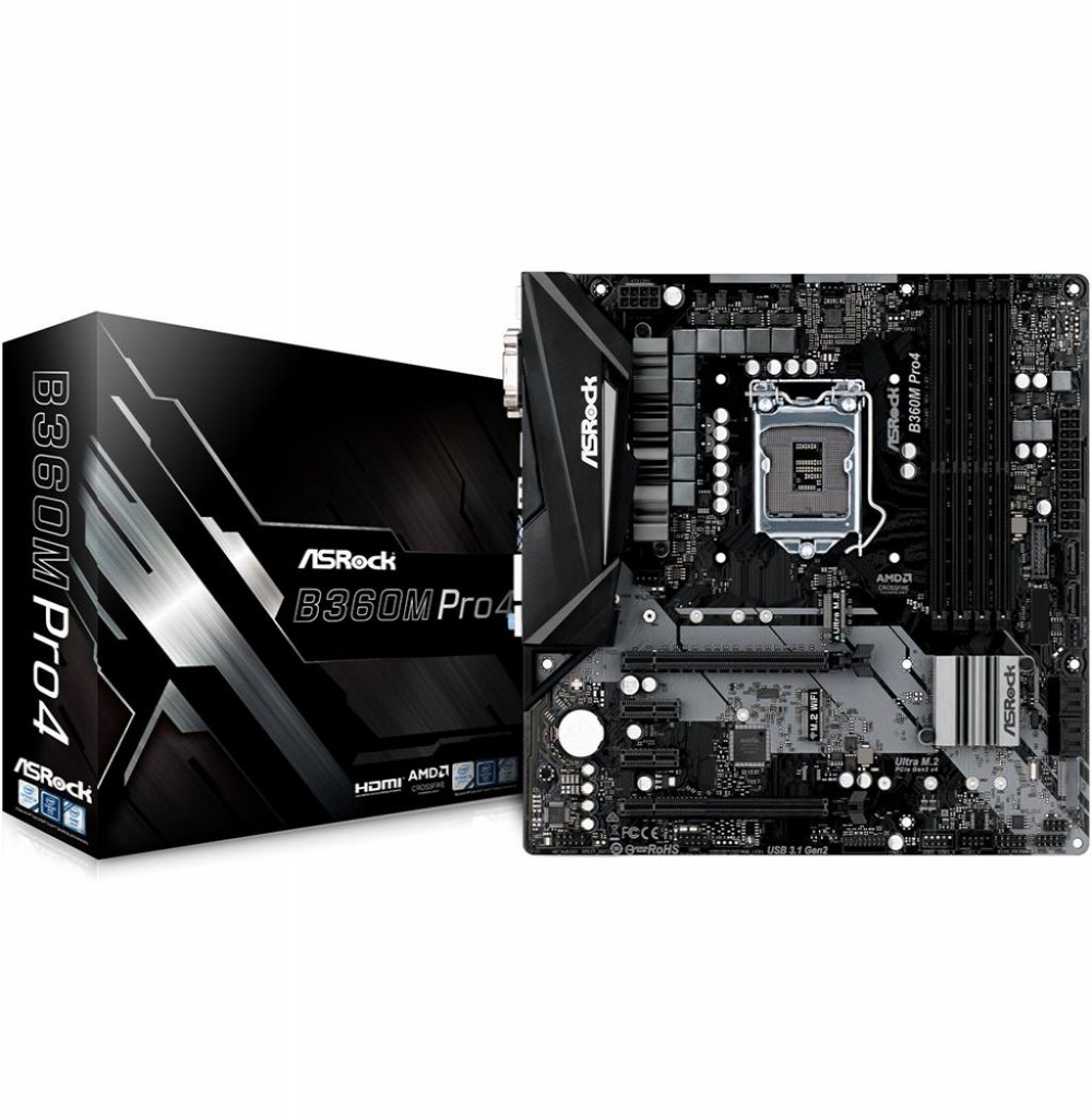 Placa Mãe ASRock B360M Pro4 LGA1151/4xDDR4/3x M.2/PCI-E/DVI-D/HDMI