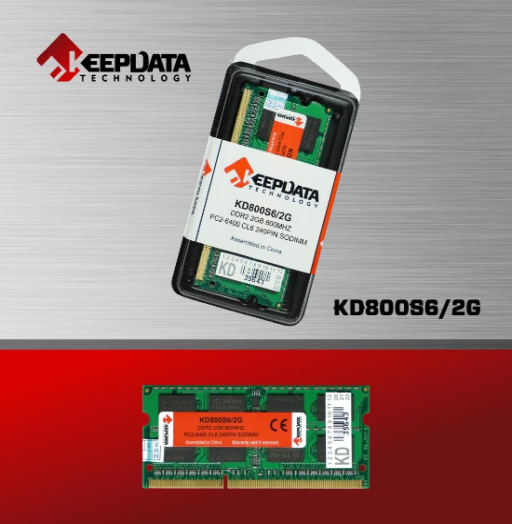 Memória Ram Para Notebook Keepdata KD800S6/2G DDR2 2GB 800MHZ 