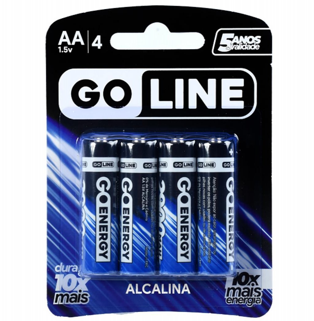 Pilha GoLine Alcalina AA Com 4