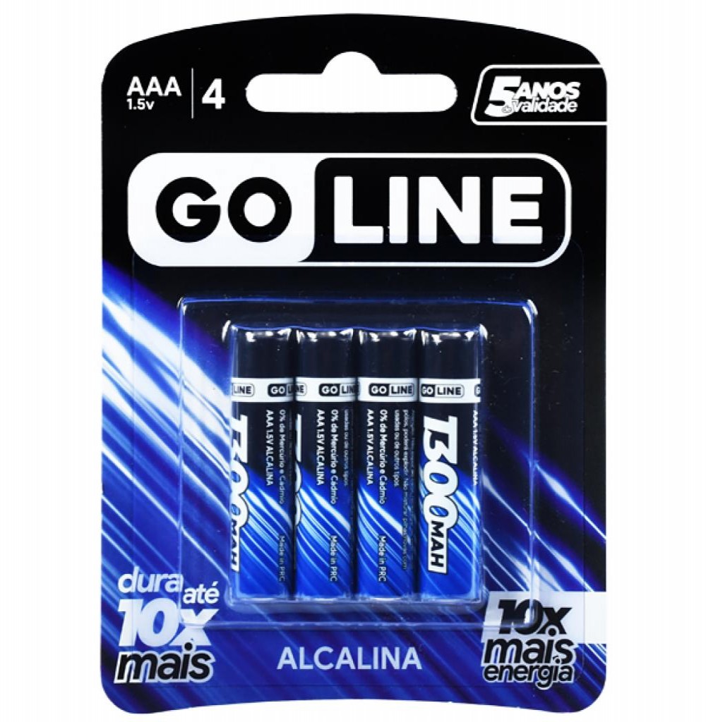 Pilha GoLine Alcalina AAA Com 4