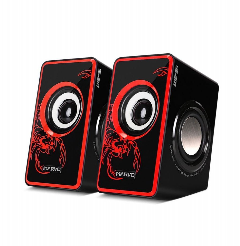 Speaker Marvo Scorpion SG-201 USB 2.0 6W Preto/Vermelho