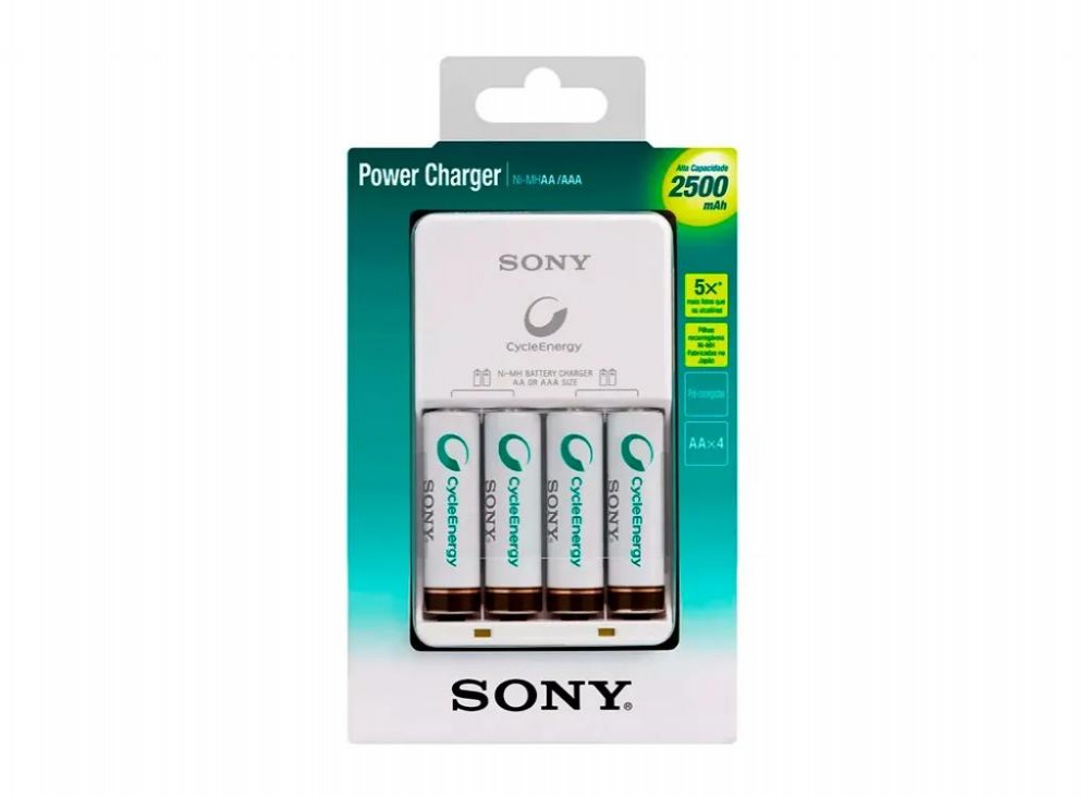 Carregador de Pilhas SONY BCG-34HH4GN 2500 4 Pilhas