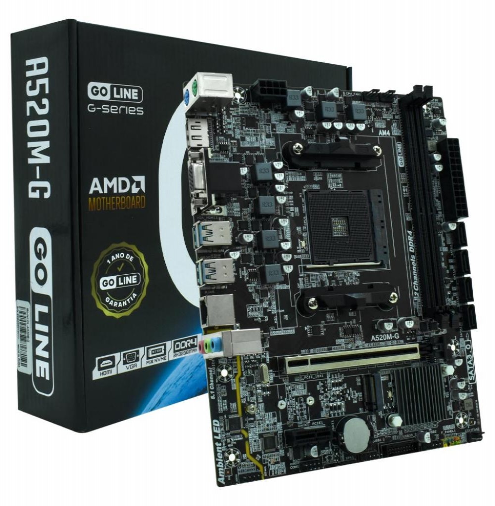 Placa Mãe AMD (AM4) Goline A520M-G DDR4 Hdmi/Vga/M.2