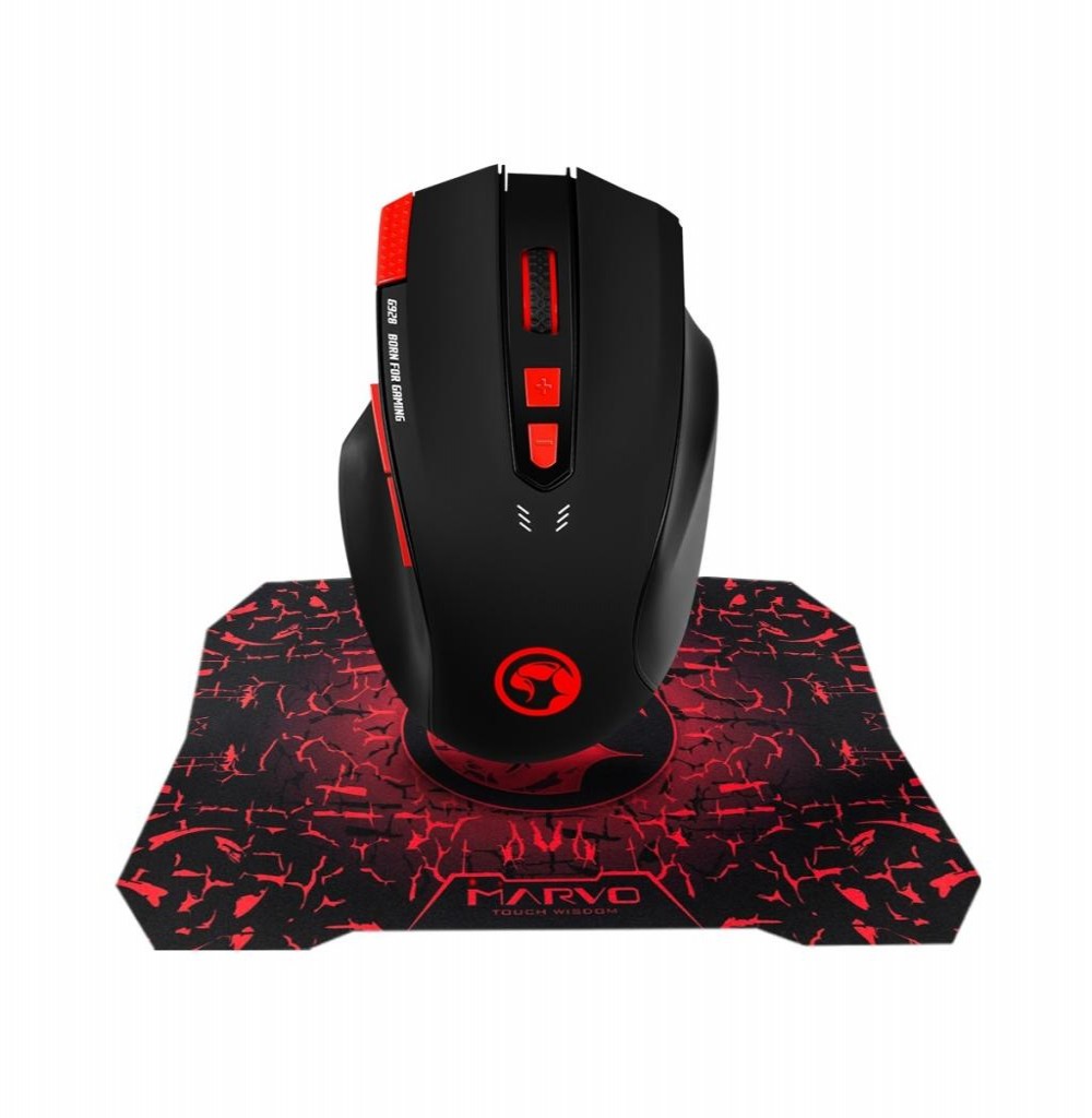 Mouse Gaming Marvo G928 Scorpion com fio USB + Mouse Pad G1 Preto/Vermelho