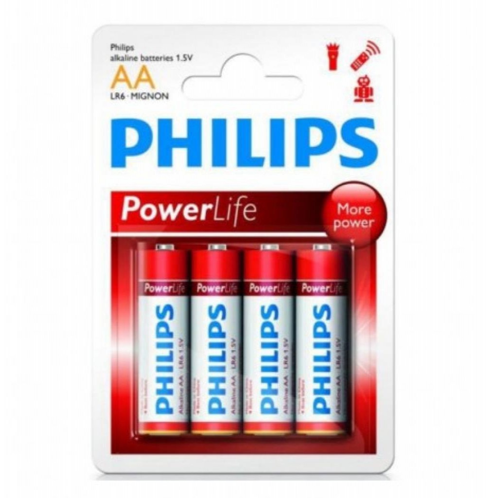 Pilha Alkalina Philips Com 4 AA